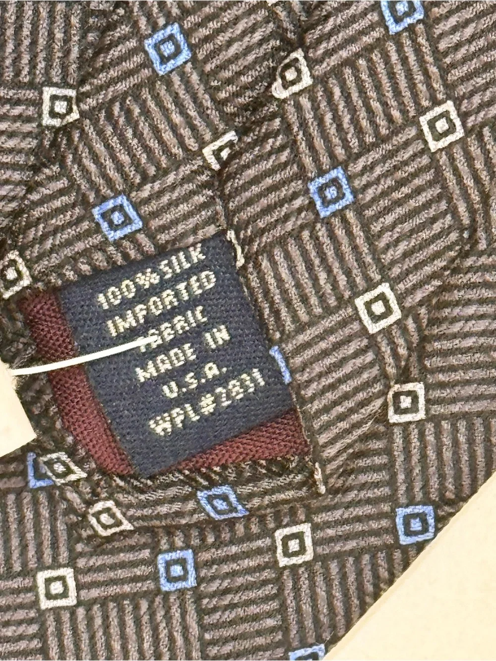 RBM Collection Men's Necktie Classic Black Geometric Silk Tie with Blue Accents